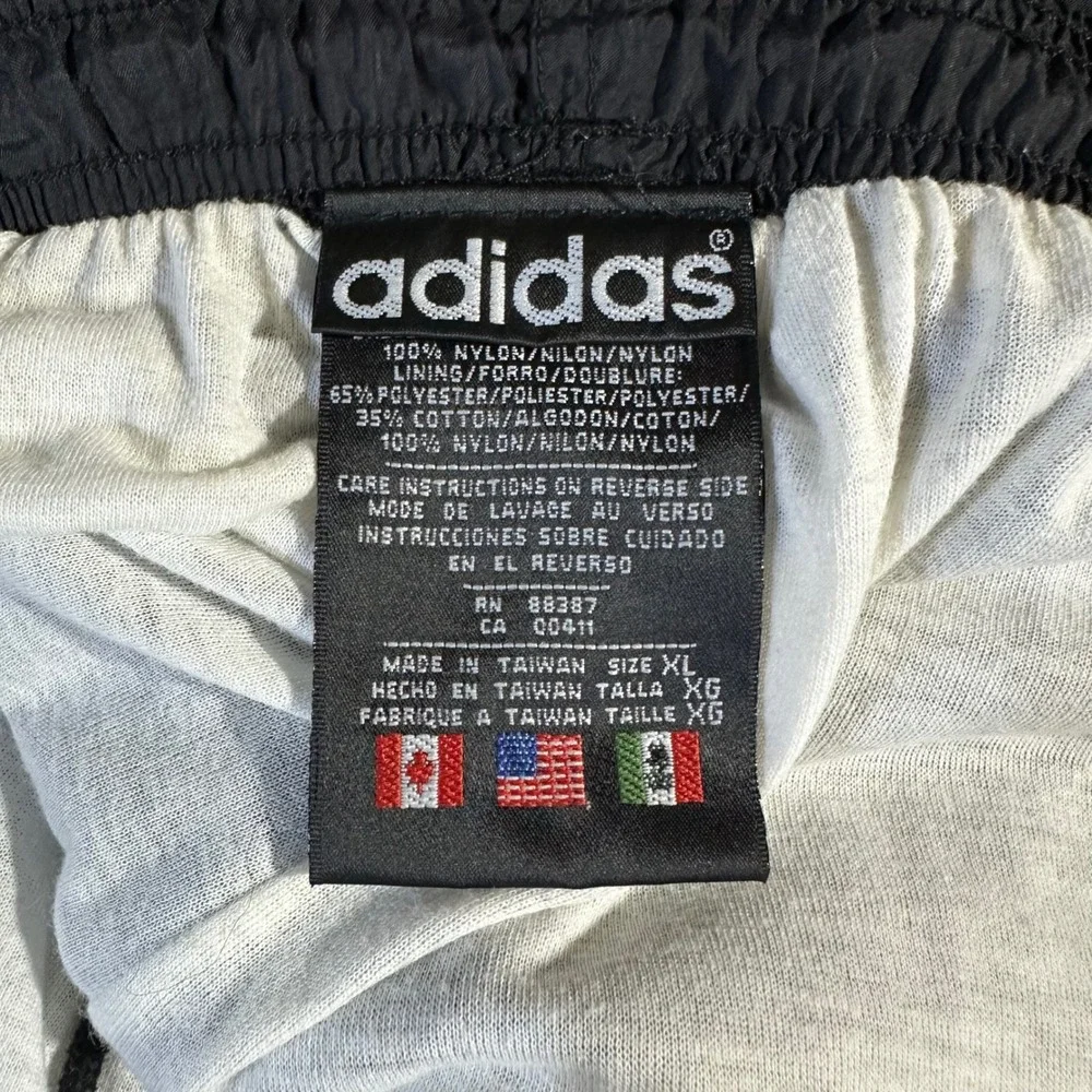 Adidas Track Pants Mens XL Black Vintage Nylon Windbreaker Joggers Zipper Cuffs